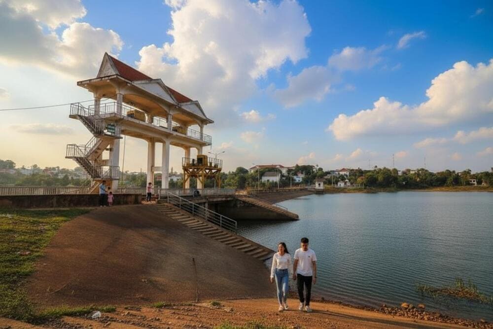 Hồ Ea Đ’răng có làn nước trong xanh và không gian yên bình